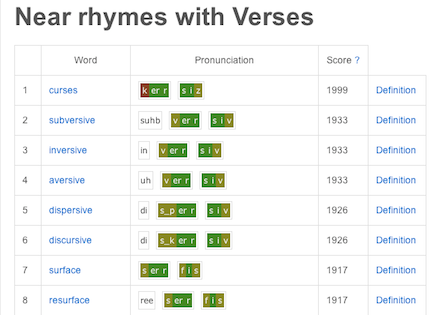 B-Rhymes - The Slant Rhyme Dictionary
