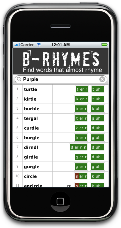 B-Rhymes iPhone app screenshot